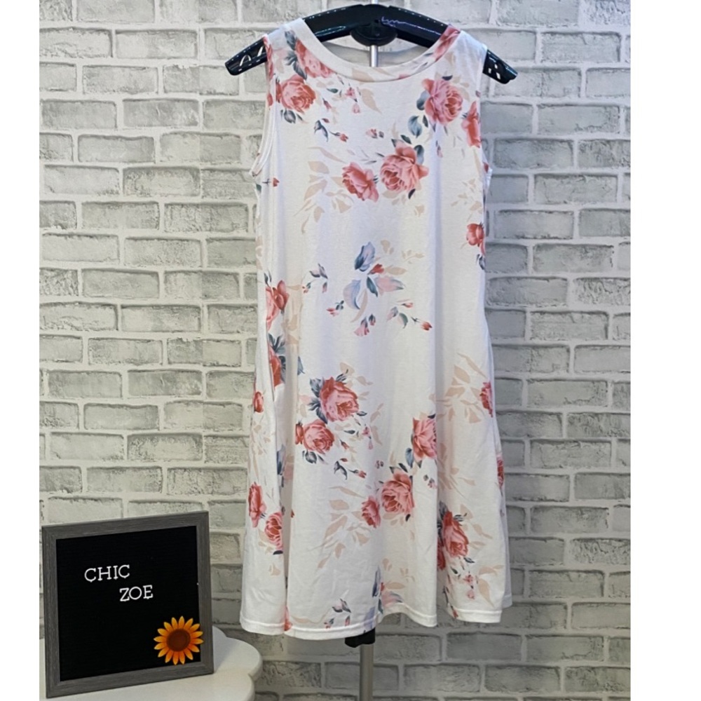 This is a floral sheath dress.